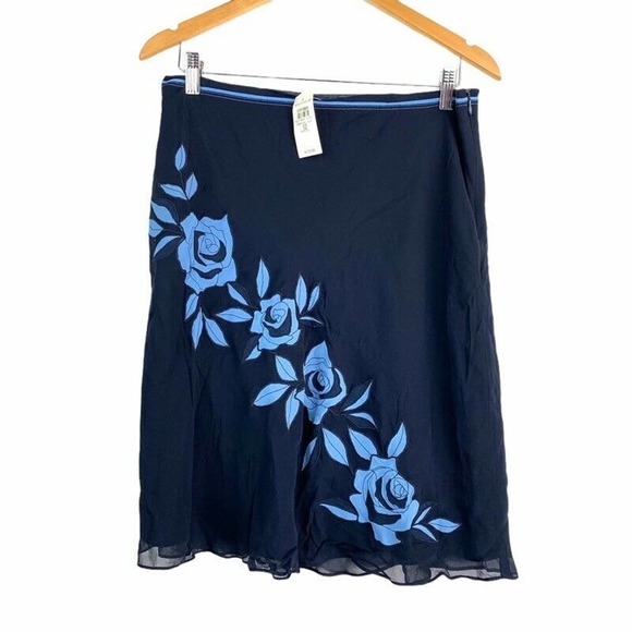 Ann Taylor A Line Skirt Floral 100% Silk 12P New - Picture 1 of 7